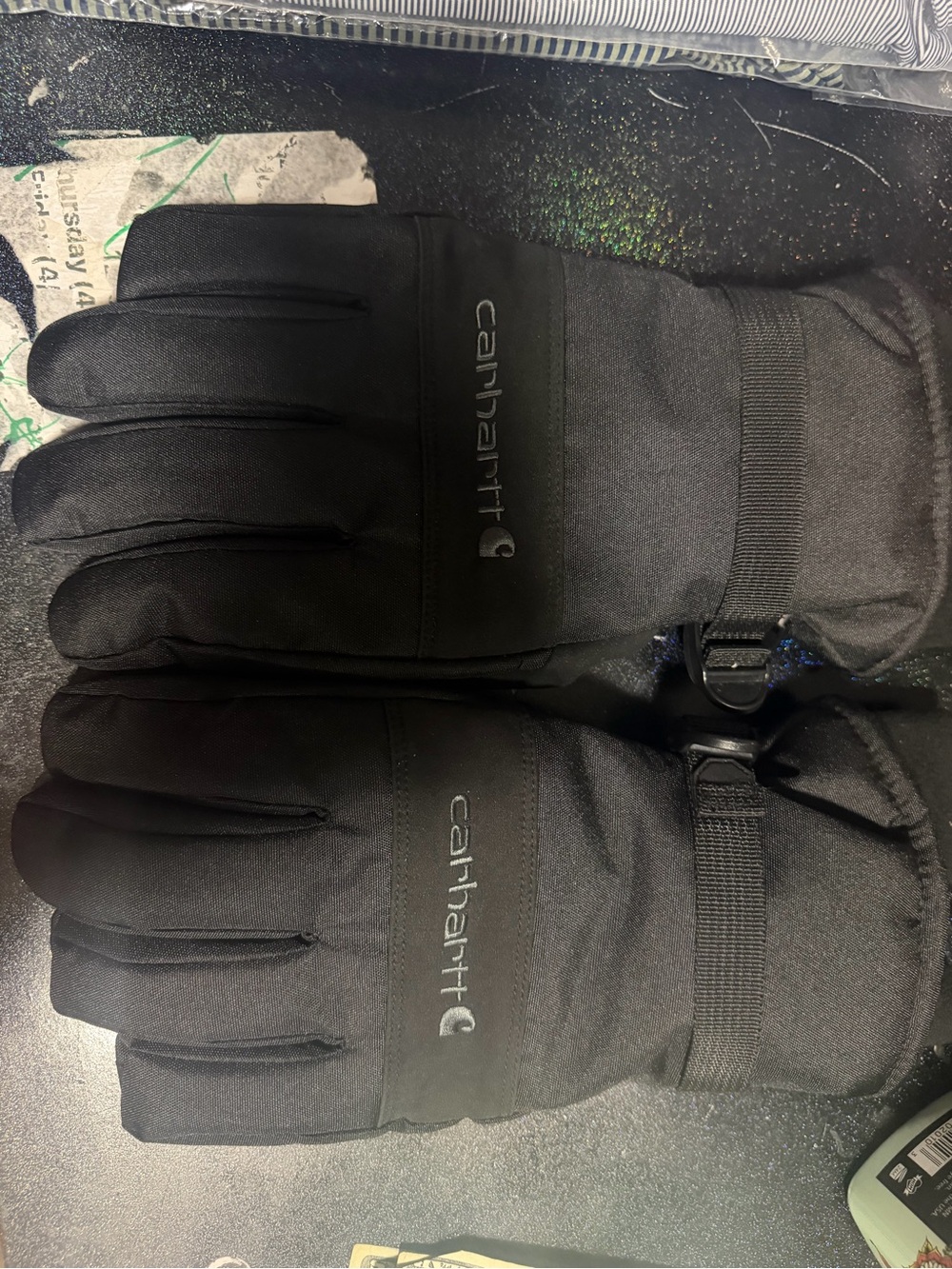 Carhartt Black Men's Insulated Winter Gloves with Wrist Strap